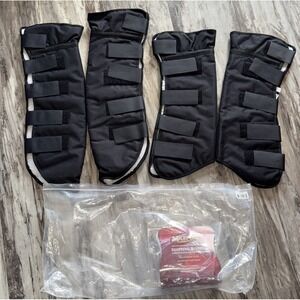 Milepost horse shipping boots Black Neoprene Sherpa Lined Hook And Loop Closure